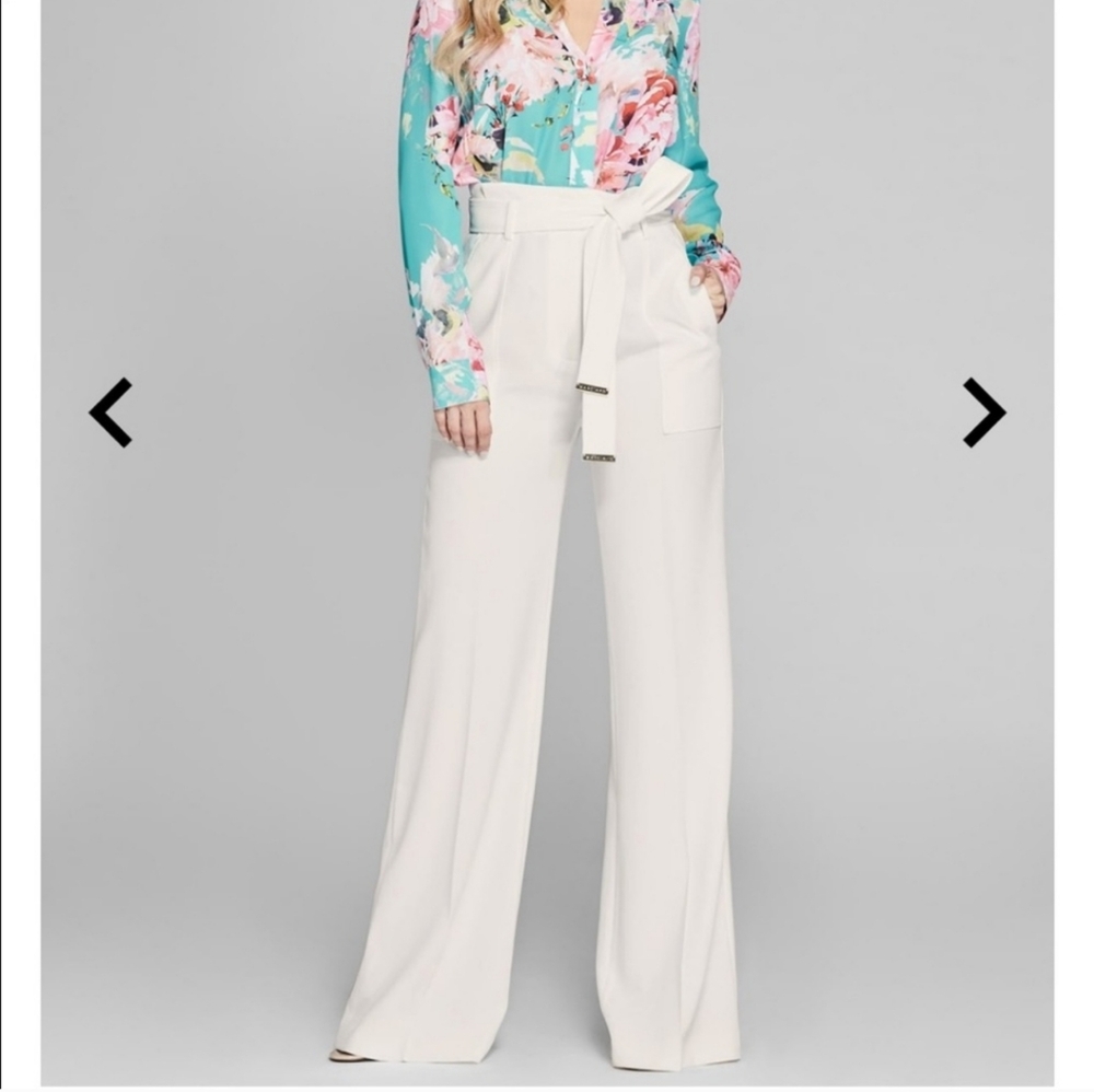 Marciano Belted High Waist Wide Leg White Pants Sz S - New with Tags!